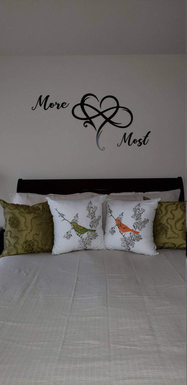 More and Most Metal Signs | Love You More Love You Most Word Art | Metal Wall Art | Master Bedroom Decor | Script Font Words for the Wall